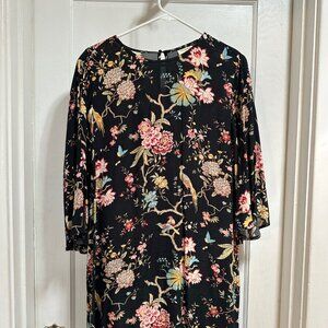 Black floral shift dress